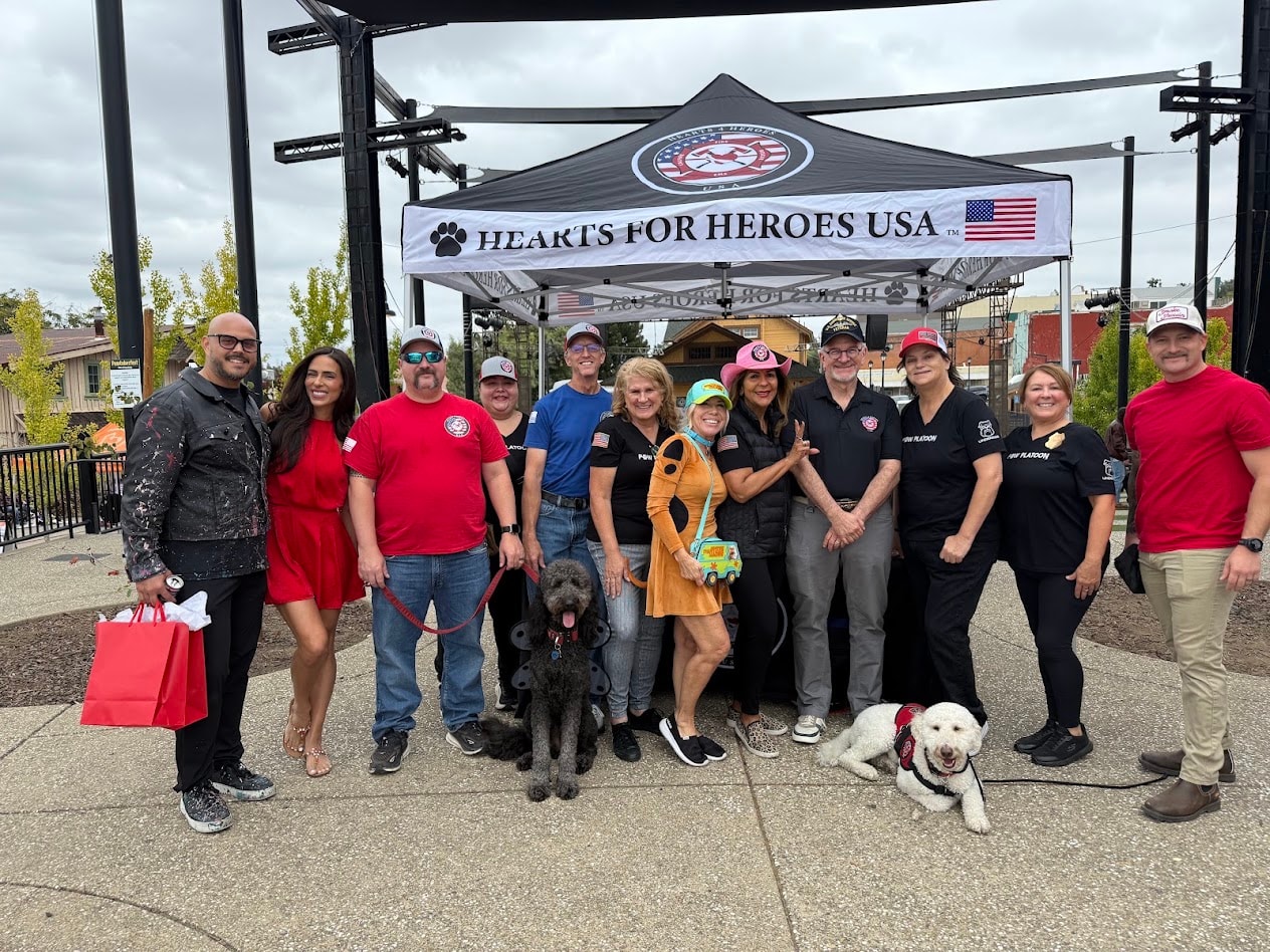 People and dogs at community event