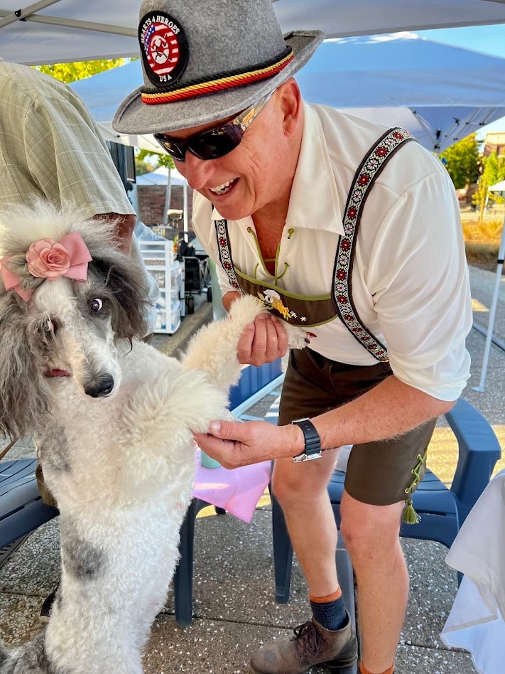 Family with dog at festival